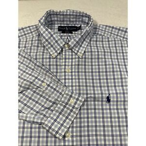 Ralph Lauren Blake Shirt Mens XL Blue Plaid Button Front‎ Long Sleeve Office